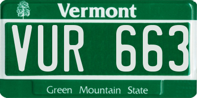 VT license plate VUR663