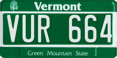VT license plate VUR664