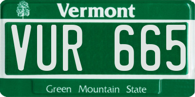 VT license plate VUR665