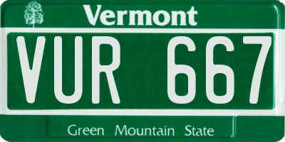 VT license plate VUR667