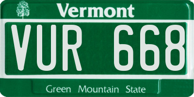 VT license plate VUR668