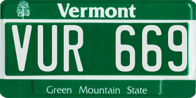 VT license plate VUR669