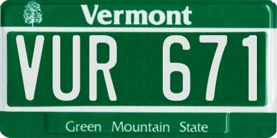 VT license plate VUR671