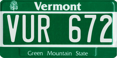 VT license plate VUR672