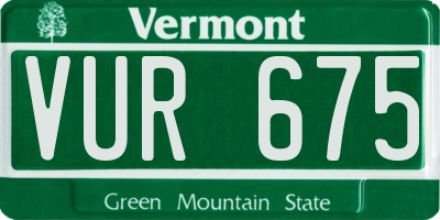 VT license plate VUR675