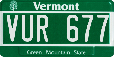 VT license plate VUR677