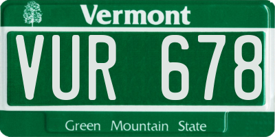 VT license plate VUR678