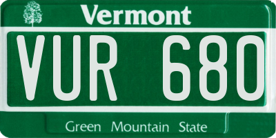 VT license plate VUR680