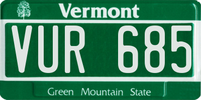 VT license plate VUR685