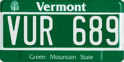 VT license plate VUR689