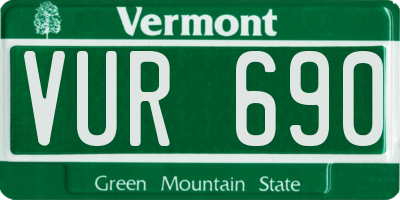 VT license plate VUR690