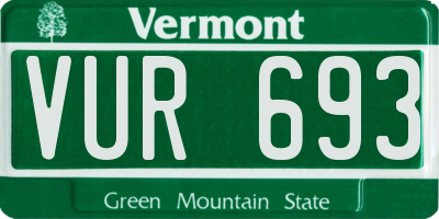VT license plate VUR693