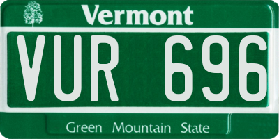 VT license plate VUR696