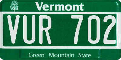 VT license plate VUR702
