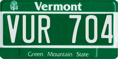 VT license plate VUR704
