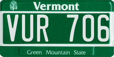 VT license plate VUR706