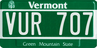 VT license plate VUR707