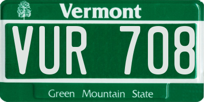 VT license plate VUR708
