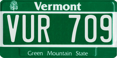 VT license plate VUR709