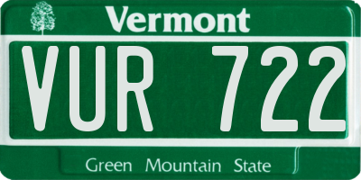 VT license plate VUR722