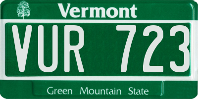VT license plate VUR723