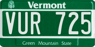 VT license plate VUR725