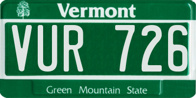 VT license plate VUR726