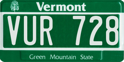VT license plate VUR728