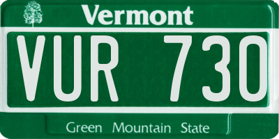 VT license plate VUR730