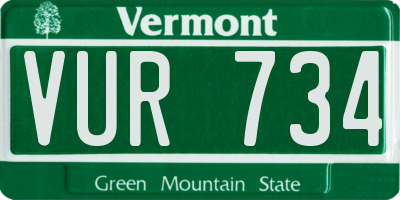 VT license plate VUR734