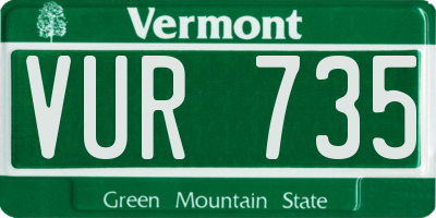 VT license plate VUR735