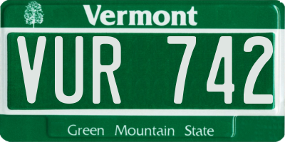 VT license plate VUR742