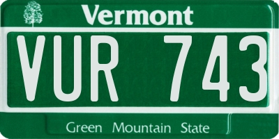 VT license plate VUR743