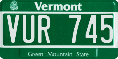 VT license plate VUR745