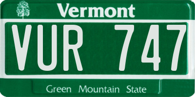 VT license plate VUR747