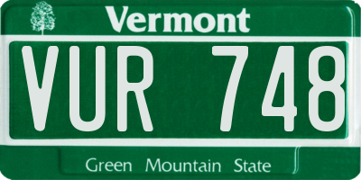 VT license plate VUR748