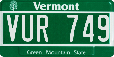 VT license plate VUR749