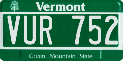 VT license plate VUR752