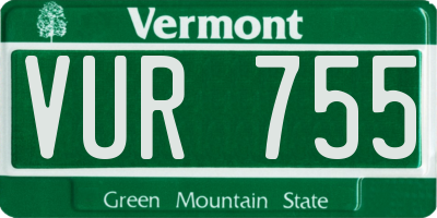 VT license plate VUR755