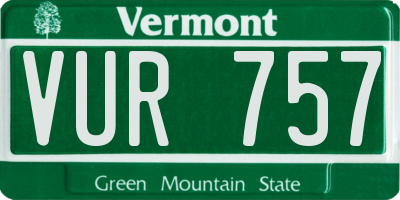 VT license plate VUR757