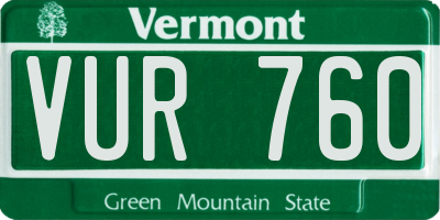 VT license plate VUR760