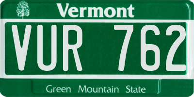 VT license plate VUR762