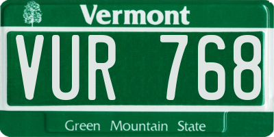 VT license plate VUR768