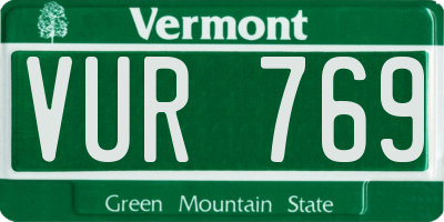 VT license plate VUR769