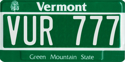 VT license plate VUR777