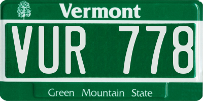 VT license plate VUR778