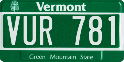 VT license plate VUR781
