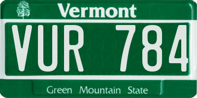 VT license plate VUR784