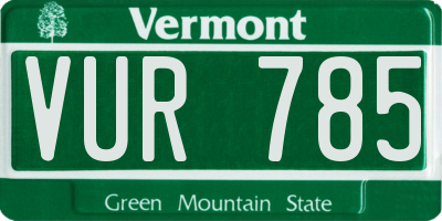 VT license plate VUR785