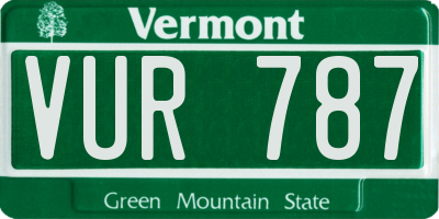 VT license plate VUR787